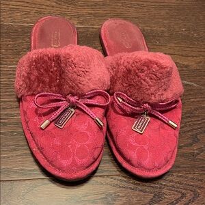 Coach Women's Vibrant Red Slippers